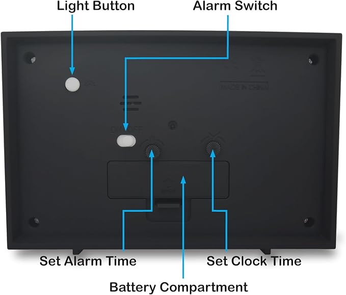 Analog Alarm Clock, 6 inch Silent Non Ticking Small Clock with Night Light, Battery Operated Simply Design for Bedroom, Bedside, Living Room, Room Decor, Desk, Table (Black)
