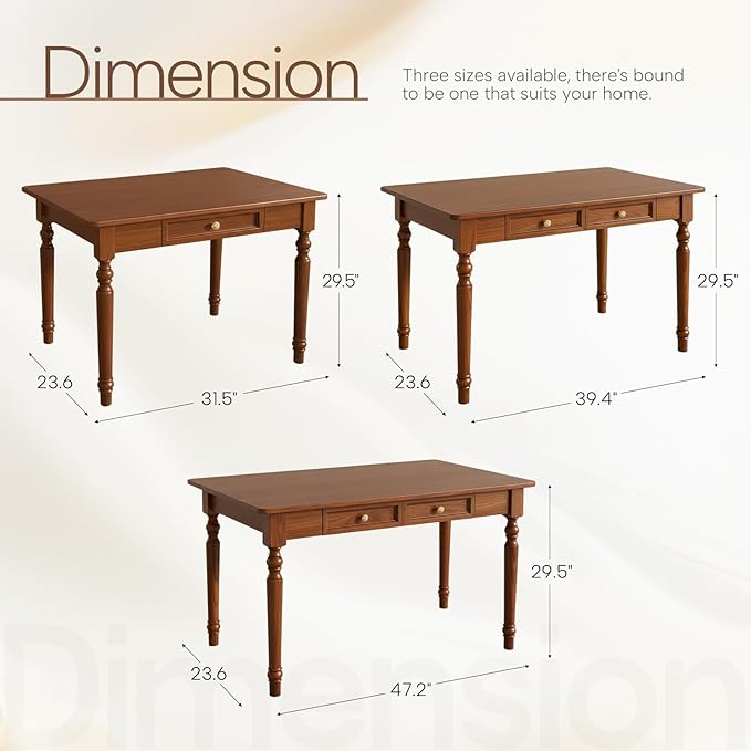 Solid Wood Desk with Drawers,Small Computer Desk for Small Spaces,Gaming Study Home Office Desks for Work,Student PC Desk for Bedroom,Escritorios para Cuartos (Walnut, 39.4'' x 23.6'' x 29.5'')