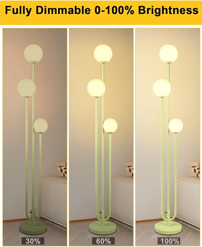 Lightdot 63IN Floor Lamp with 3 Green U-Pole, Modern Floor Lamp with 3000K Soft Warm White Bulbs Included, Candle Holder Style Modern Tall Lamp for Living Room/Wedding/Party/Sofa Beside/Corner Decor