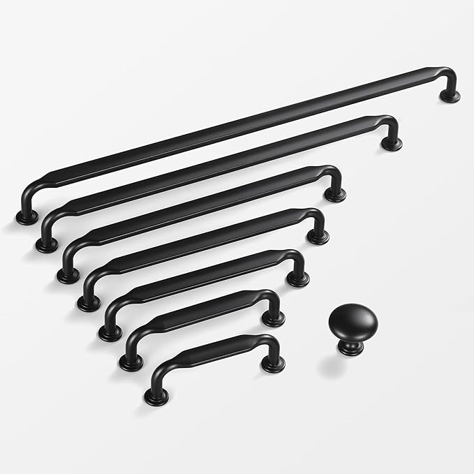Lardmon 10 Pack Matte Black Round Cabinet Knobs 1.2 Inch(30.5mm) Dia. Drawer Knobs Modern Single Hole Cabinet Pulls Solid Kitchen Knobs Cabinet Handles Heavy Duty Kitchen Hardware for Dresser