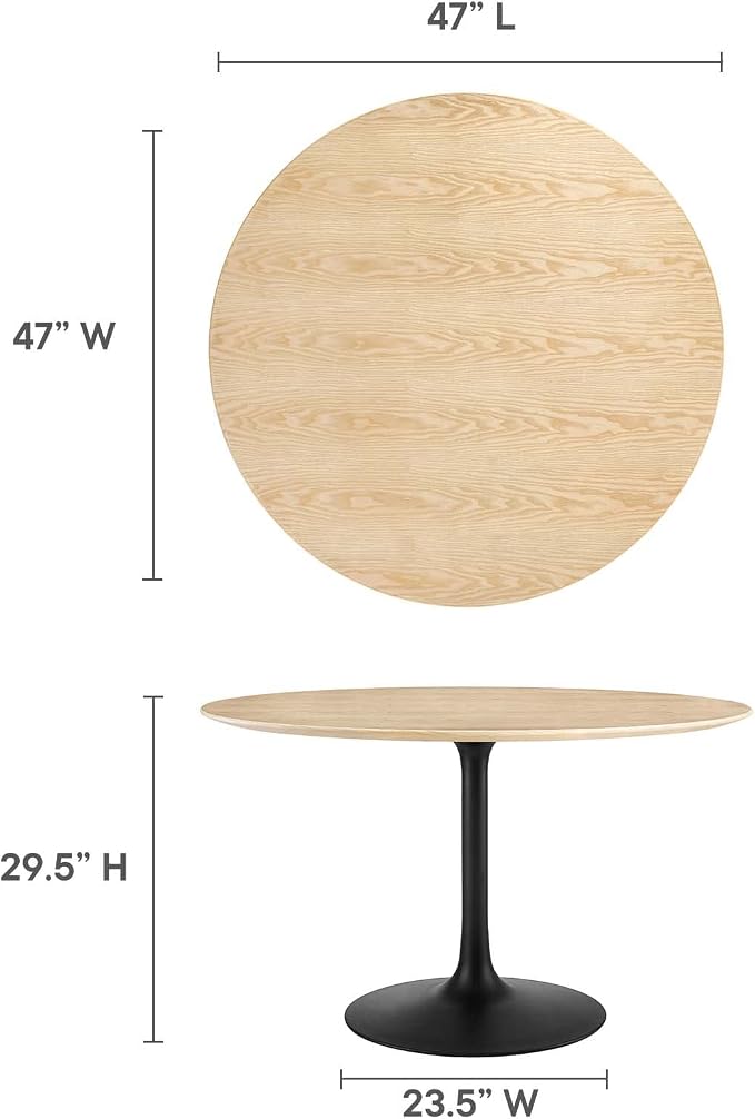 Modway Lippa Dining Table, 48", Black Natural