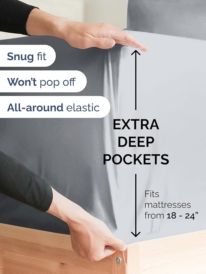 Extra Deep King Sheet Set - 6 Piece Breathable and Cooling Sheets - Hotel Luxury Bedding for Women, Men, Kids & Teens - Easy & Secure Fit - Soft, Wrinkle Free & Comfy - Extra Deep Pockets - Steel Blue