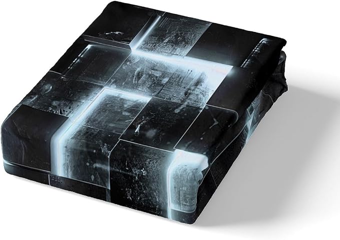 Black Greyish White Abstract Comforter Cover Gradient Square Bed Set Grid Twin Duvet Cover Neon Check Bedding Set Twin Glowing Plaid Bedspread Cover Modern Room Decor 2pcs (Black Reversible)