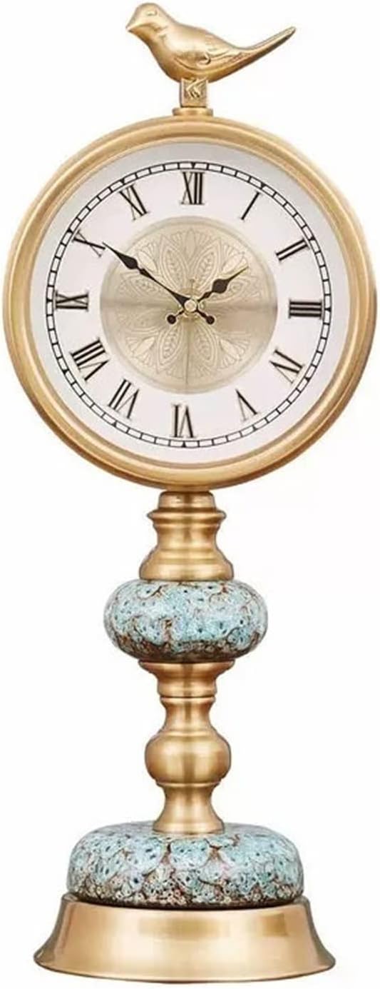 Desk Clock Metal Decorative Table Clock Desk Clock Ornaments Light Luxury Creative Clock Ceramic Body Suitable Home Bedroom Decor (Color : 1)