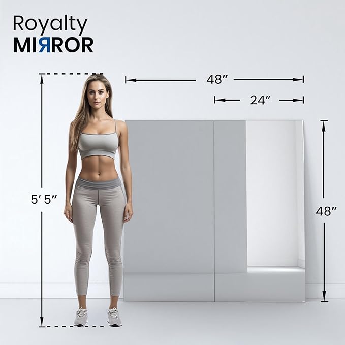 Tempered Home Gym Mirror 24"x48" - 1/4" Thick Body Large Wall Mirror Full Length for Bedroom, Garage, Bathroom - Frameless, HD Ultra Clear 24"x48" - 2 Pack