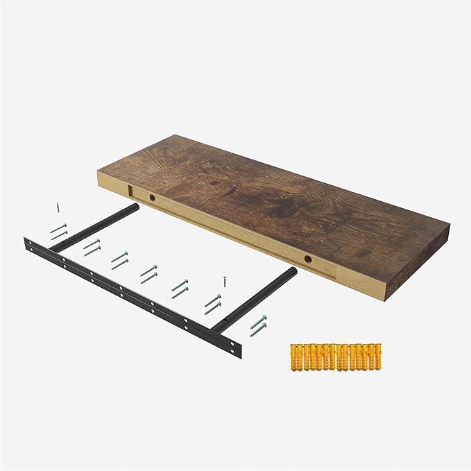 Floating Shelf, Set of 1 Wall Shelf, 30 in W x 12.75 in D x 2 in H Wooden Floating Wall Shelf with Invisible Brackets for Living Room/Bedroom/Bathroom/Kitchen Storage and Decor, Rustic Brown