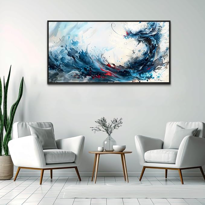 hyidecorart Canvas Prints Wall Art For Living Room Large Abstract Painting Artworks Wall Decor Bedroom Hang Pictures For Office Decoration Minimalism Watercolour Posters Black Framed Hotel Mural