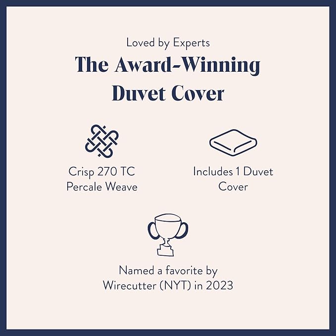 Brooklinen Luxury Percale Duvet Cover – 100% Cotton, Cool, Crisp, Extra-Long Corner Ties, Button Closure, Soft & Breathable – Machine Washable, Duvet Cover Full/Queen Bed Sizes (White)