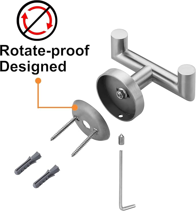 Towel Hooks for Bathrooms, Brushed Nickel Towel Hook for Kitchen Bathroom, SUS304 Stainless Steel Coat Hook, Heavy Duty Double Holder Robe Hooks for Hanging Towels, Coats, Sponges,Wall Mount, 1 Pack ﻿