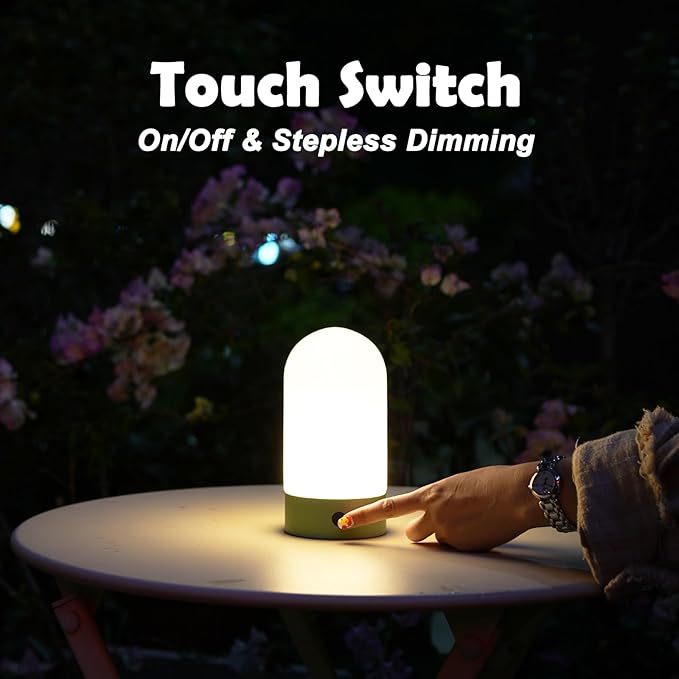 Battery Operated Shower Lamp Waterproof, Small Portable Cordless Table Lamp Rechargeable, Touch Dimmable Mood Light for Home/Patio/Dining/Outdoor (Wood Grain)