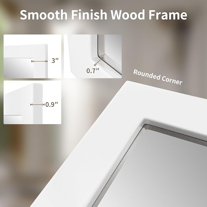 65‘’x30'' Rustic Wall Mirror for Bathroom White Wood Frame, Classic Rectangle Mirror Farmhouse Vanity Wall Mirror Decor Living Room, Bedroom, Entryway