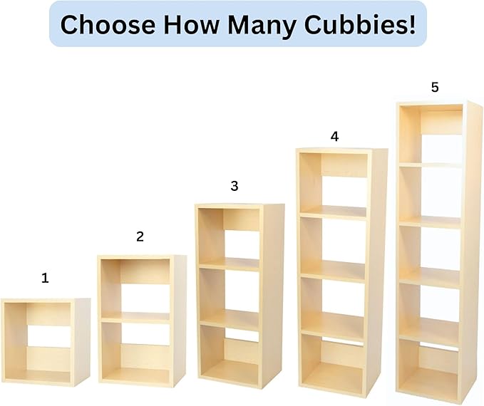 Custom Sized 2-Cube Cubby; Choose color, width, depth, and height. Units are 3/4 inch thick premium grade melamine for strong, solid unit. Easy assembly. Place on the floor or mount on a wall.