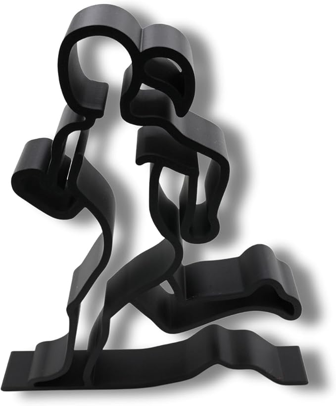 Runner Sculpture – Minimalist Running Figurine | Motivational Gift for Runners, Athletes & Fitness Lovers (Athletic Female Runner Matte Black)