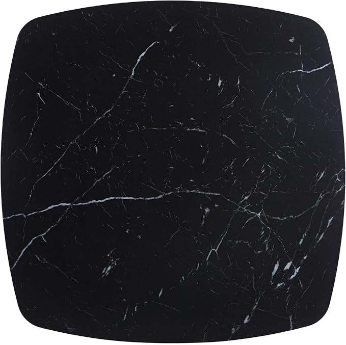 31.5" Square Dining Table for 2-4 People, Mid-Century Modern Kitchen Table with Black Marble-Look MDF Top and Gold Tulip Pedestal Base for Small Spaces, Apartment, Breakfast Nook