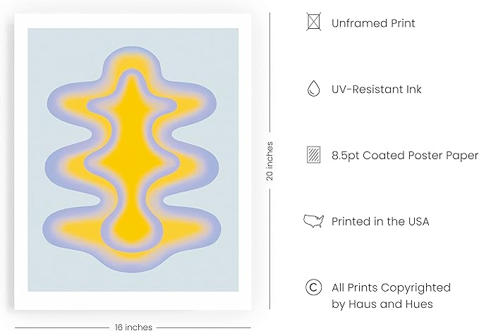 HAUS AND HUES Trippy Poster - Retro aesthetic wall decor with a preppy minimalist style, perfect for adding a touch of fun and color to your bedroom (Unframed, 12x16)