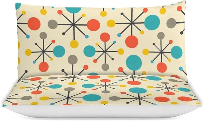 Mid Century Duvet Cover Sets Aesthetic Abstract Geometric Mid Century Retro Printed Lightweight Soft Quilt Cover Minimalist Soft Microfiber 3 Piece (1 Duvet Cover 90x90in + 2 Pillow Sham 20x30in)