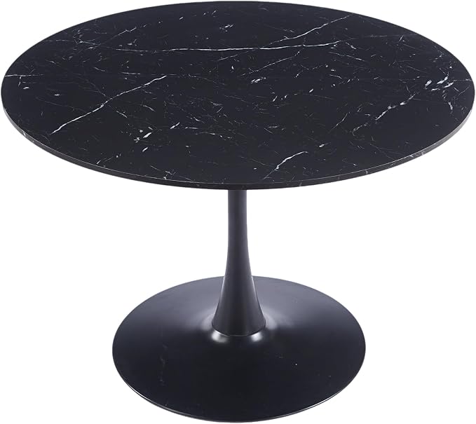 Round Tulip Table 42 Inch, Mid-Century Modern Tulip Kitchen Dining Table with Pedestal Base for Small Spaces, Cafe & Office