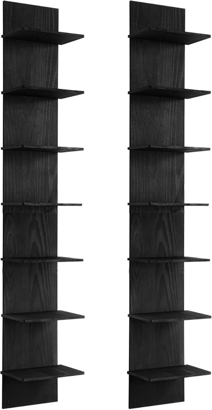 Yuntau 2 Pieces 7 Tier Wall Shelves for Bedroom Assembly Type Mount Vertical Wall Shelf Column Lack Hanging Floating Shelf for Storage Organizer Home Living Room (45 x 7 Inches)