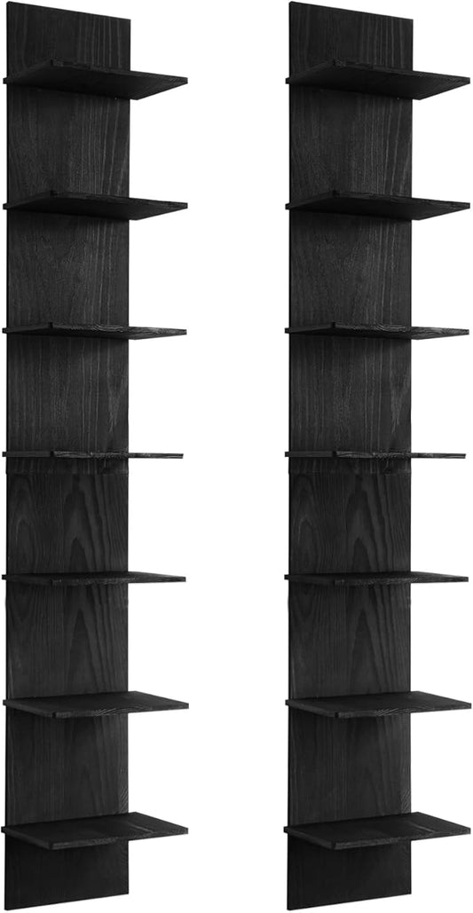 Yuntau 2 Pieces 7 Tier Wall Shelves for Bedroom Assembly Type Mount Vertical Wall Shelf Column Lack Hanging Floating Shelf for Storage Organizer Home Living Room (45 x 7 Inches)