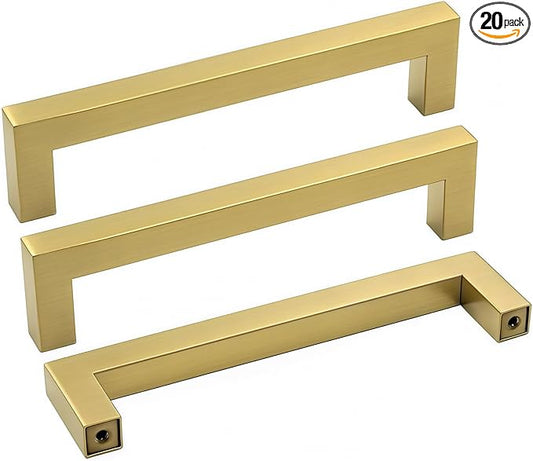 goldenwarm Gold Kitchen Cabinet Handles Cabinet Pulls -LSJ12GD115 Bathroom Cabinet Hardware 4-1/2" Hole Center Dresser Drawer Handles Drawer Pulls 20 Pack