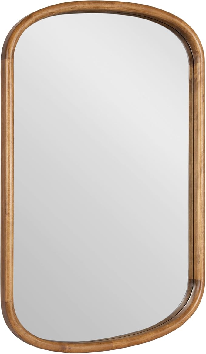 Kate and Laurel Talma Modern Arched Oval Wall Mirror, 24 x 36, Rustic Brown, Transitional Capsule Wall Accent with Solid Poplar Wood Frame for Use as Bathroom Mirror for Over Sink