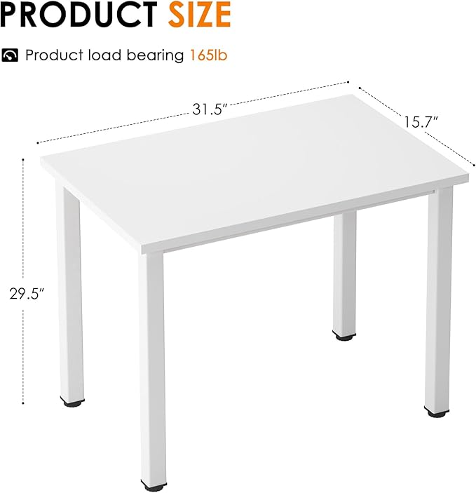 Need Small Desk, 31.5 inch Sturdy Writing Desk for Small Spaces, Computer Desk Teens Desk Study Table Laptop Desk Home Ofice Desk, White