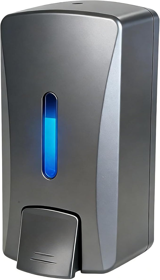 Commercial Soap Dispenser 33.8oz Wall Mount Hand Soap Dispenser for Kitchen & Bathroom with Visible Window & Funnel No-Drip Pump for Liquid Soap Shampoo Sanitizer-Drill or Adhesive Mount