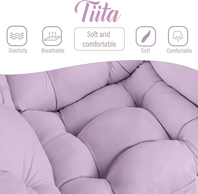 Tiita Lazy Chair with Ottoman, Purple Modern Large Accent Chair, Comfy Leisure Sofa Armchair with Ottoman, Reading Chair with Footrest for Bedroom, Living Room, Dorm Rooms, Purple