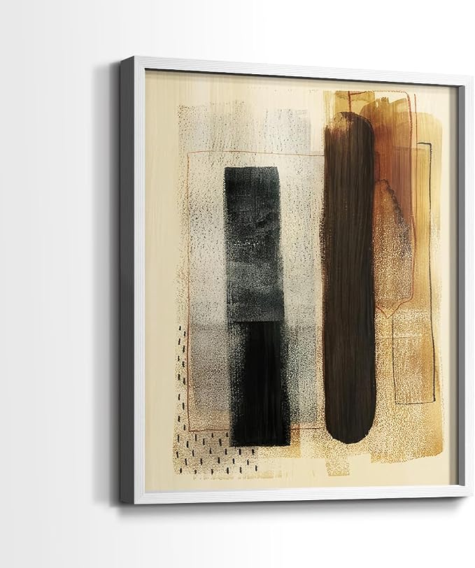 Renditions Gallery Set of 2 Peel & Stick Framed Prints, Pattern Abstract Wall Art, Burnt Toast Pattern Wall Decor, Re-Stickable - Ready to Hang - 16"x20" - White Frame LT588