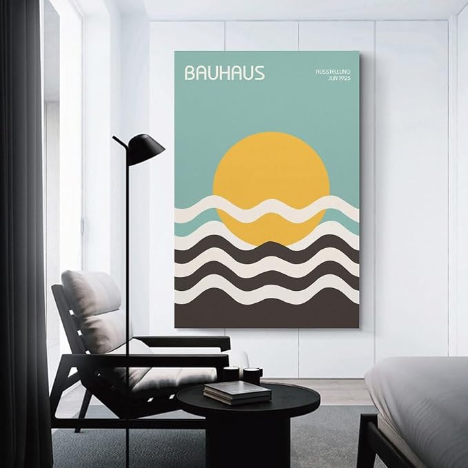 FideMm Bauhaus Poster Wall Art,Exhibition Wall Art, Stylish Mid Century Home Decor Poster for Room Aesthetics Canvas Wall Art Poster And Print Unframe-style 16x24inch(40x60cm)