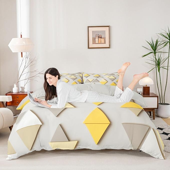 Erosebridal Abstract Art Duvet Cover Set Ombre Simplistic Geometric Twin Bedding Sets for Girls for Child Boys | Minimalist Simple Modern Comforter Cover Mid Century Bed Set, Room Decor Aesthetic