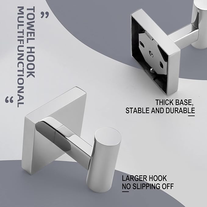 KOKOSIRI Robe Hook Bathroom Towel Coat Hooks for Bath Kitchen Wall 2 Pack Chrome Stainless Steel B1013CH-P2