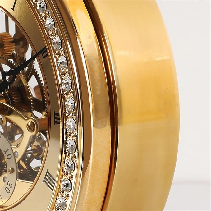 Brass Vintage Table Clock Luxury Living Room Office Quartz Alarm Home Decoration Retro Desk Watch Gift