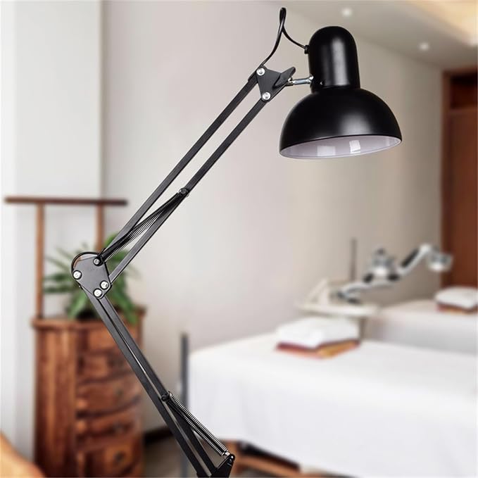 Modern Wall Sconces, Desk Lamp Retro Flexible Swing Arm Clamp with Plug and Switch Bedside Lamps Three Level Dimming Architect Task Table Lamp Adjustable Rotatable E27 Metal Reading Reading Lamp
