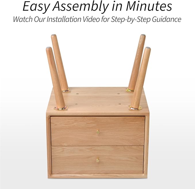 Night Stand, Midcentury Modern Solid Wood Nightstand with Drawer, Side Table with High Stool Leg, 25.98 H x 19.69 W x 15.75 D Inches (Mid-Century Modern)