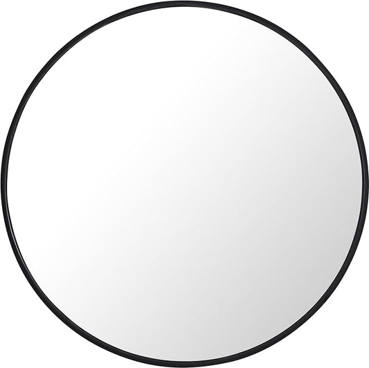 Elegant Decor Eternity 28" Round Metal Frame Mirror in Black