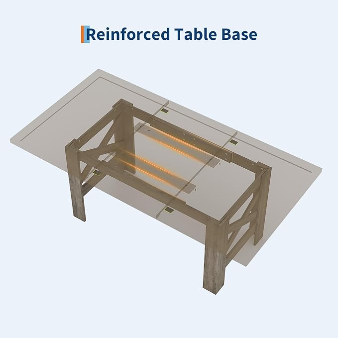 GarveeHome Dining Table for 6-8, 71" Long Wooden Farmhouse Barn Kitchen Table with Thick Sturdy Frame, Rectangular Dining Room Dinner Table with Stable Triangular Legs for Kitchen, Office, Retro Gray