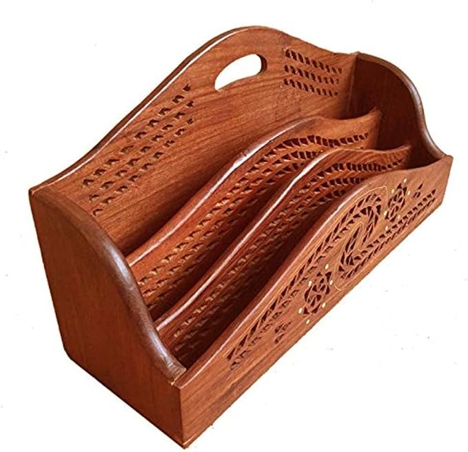 Wooden Desk Organizer - Handmade Desk Accessories for Home and Office - Elegant Storage Solution for Pens, Notepads, and more Office supplies for Table