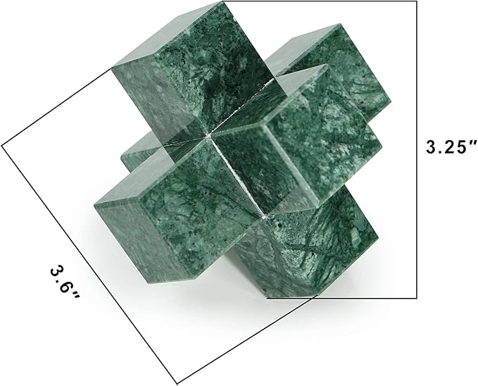 DreamsEden Geometric Sculpture, Small Green Marble Decorative Ornaments Modern Home Decor Accent Paperweight