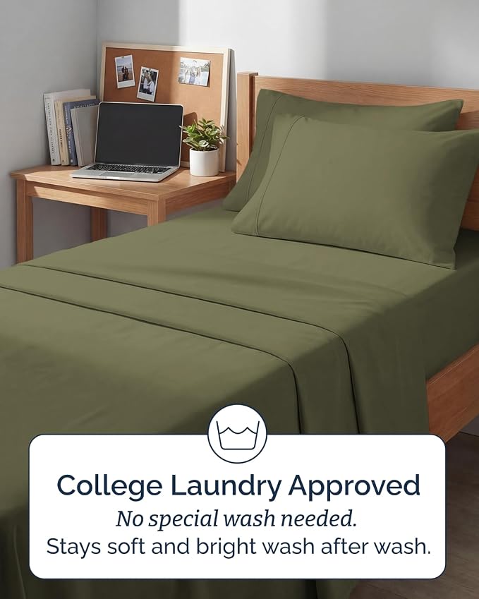 Extra Deep Twin XL Sheet Set - 4 Piece College Dorm Bed Sheets Set with Extra Deep Pockets - Ultra-Soft, Comfy & Breathable Bedding for Women, Men, Kids & Teens - Wrinkle & Fade Resistant - Sage Green