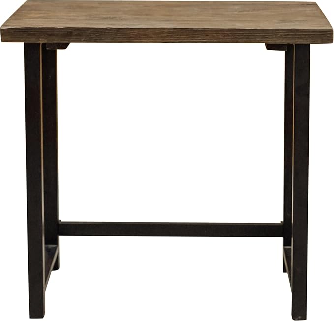 Pomona 32-Inch Compact Writing Desk with Solid Wood Top and Metal Frame – Rustic Industrial Style Small Home Office Desk with Durable Lacquer Finish and Floor Levelers by Alaterre Furniture (Natural)