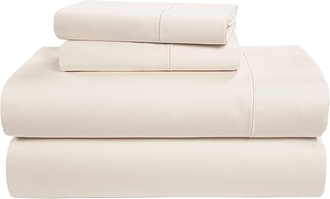 LANE LINEN 100% Egyptian Cotton King Size Bed Sheets, Machine Washable Naturally Temperature regulating Sustaibable No Pill Fade Resistant King Size Sheets Set Cotton - Sea Salt