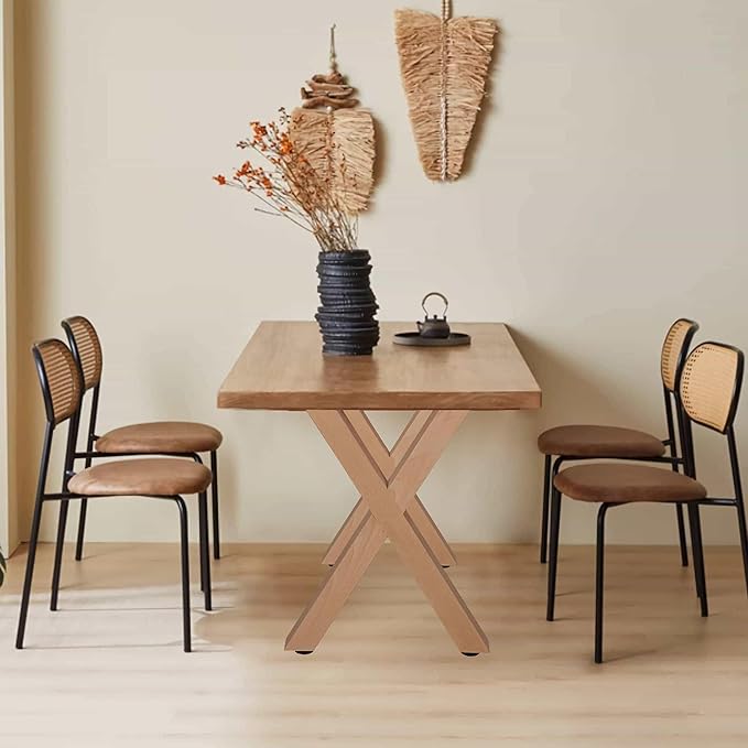 16 Inch X Shape Wood Furniture Legs - Table & Bench Replacement Legs Set of 2 - Rustic Modern Style - Square Unfinished Wooden Legs, Heavy Duty DIY Industrial