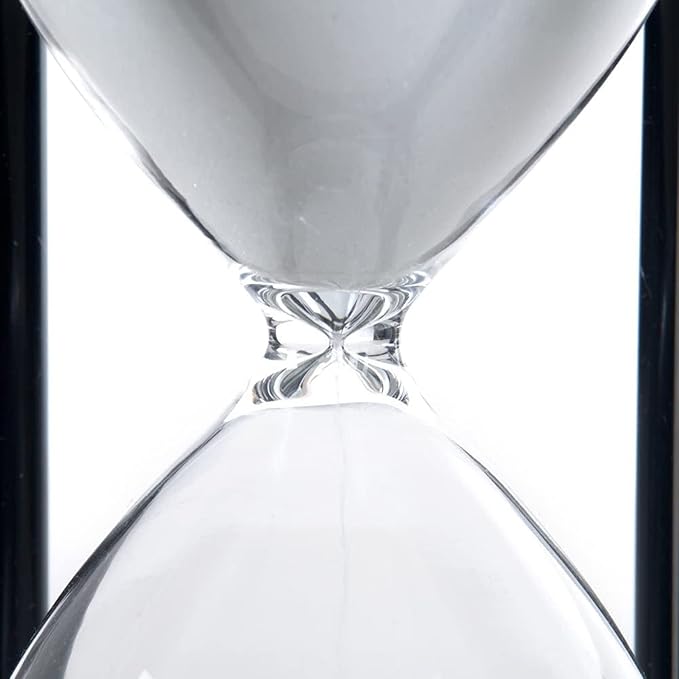 Hourglass Sand Timer 15 Minutes, Hour Glass with Sand Decoration for Kids, Sand Clock Watch for Room Birthday Tea Coffee Table Book Shelf School Game Ornament Wooden (White Sand)