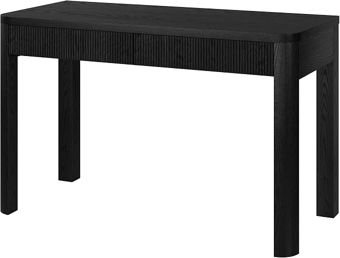 Henn&Hart 48" Fluted Modern Rectangular Wooden Home Office Desk Computer Desk Writing Table with 2 Ribbed Storage Drawers for Bedroom, Living Room, or Home Office, Natural Black