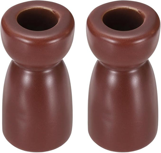 uxcell 2 Pack Candlestick Holder Dark Red Ceramic Taper Candle Holder Candle Stand Holders Modern Style Decoration for Centerpiece Tabletops Anniversary
