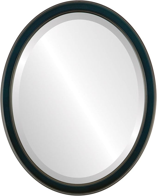 OVALCREST Oval Beveled Wall Mirror for Home Decor - Toronto Style - Royal Blue - 22" x 18"