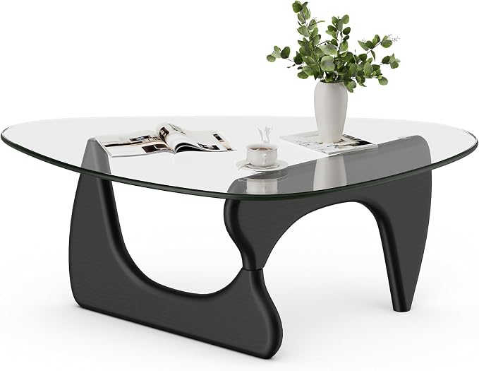 Modern Glass Coffee Table, Mid Century Triangle Coffee Table for Living Room Bedroom Reception Office Tables