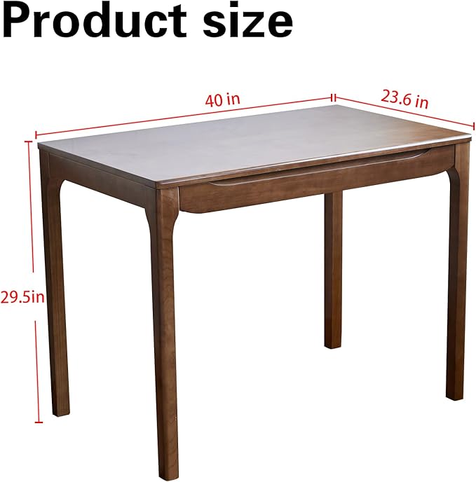 40"x24" Solid Wood Desk with Drawers,Wood Writing Desk for Small Spaces, Home Office Desks for Work, Gaming Study PC Desk for Bedroom, Student Computer Desks(Walnut, 40 inch)