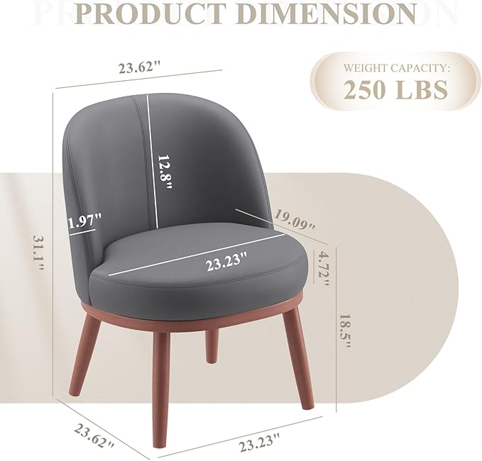 Accent Chair Mid-Century Modern Chair PU Leather Upholstered Armless Chair Set of 2, Suitable for Living Room, Bedroom, Balcony,Dark Gray